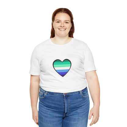 Gay Men’s Pride Flag Heart T-Shirt – LGBTQ+ Flag Design on Unisex Tee