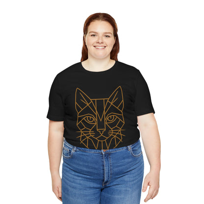 Geometric Cat T-Shirt – Minimalist Line Art Tee - WhimSpin - https://whimspin.com