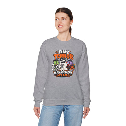 Tiny Terror Management Team Sweatshirt – Funny Halloween Parent Crewneck