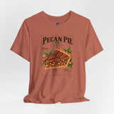 Rust brown short-sleeve crewneck T-shirt with pecan pie anatomy graphic on front