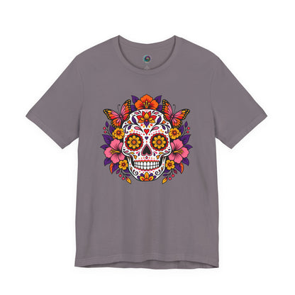 Floral Sugar Skull T-Shirt – Colorful Día de los Muertos Inspired Tee