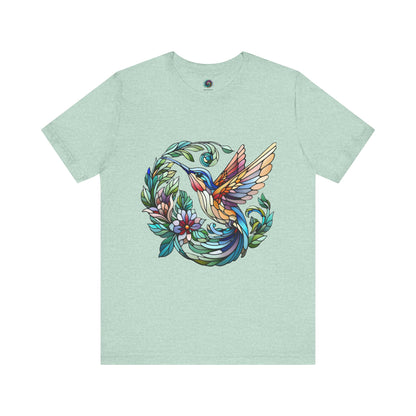 Stained Glass Hummingbird Tee – Vibrant Nature Shirt - WhimSpin - https://whimspin.com