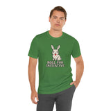 Green crewneck t-shirt with bunny graphic and 'Roll for Initiative' text front
