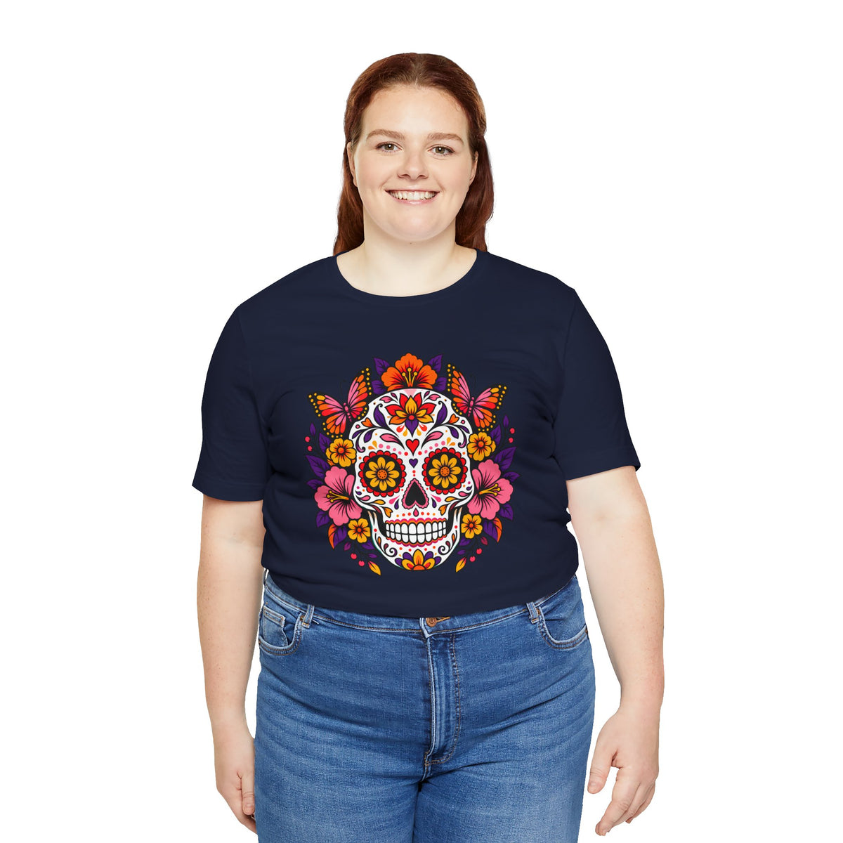 Floral Sugar Skull T-Shirt – Colorful Día de los Muertos Inspired Tee