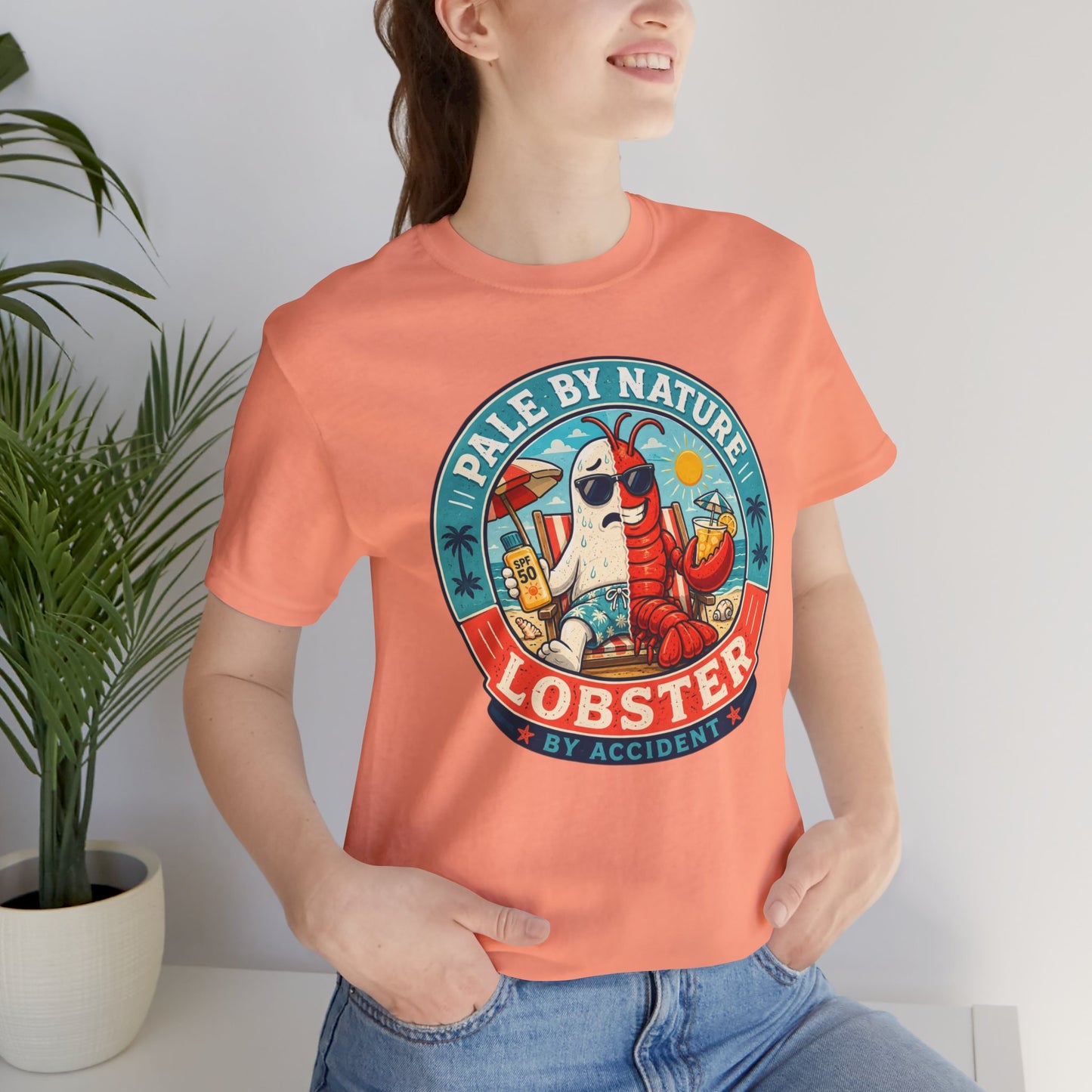 Pale by Nature Lobster by Accident T-Shirt – Funny Sunburn Summer Graphic Tee