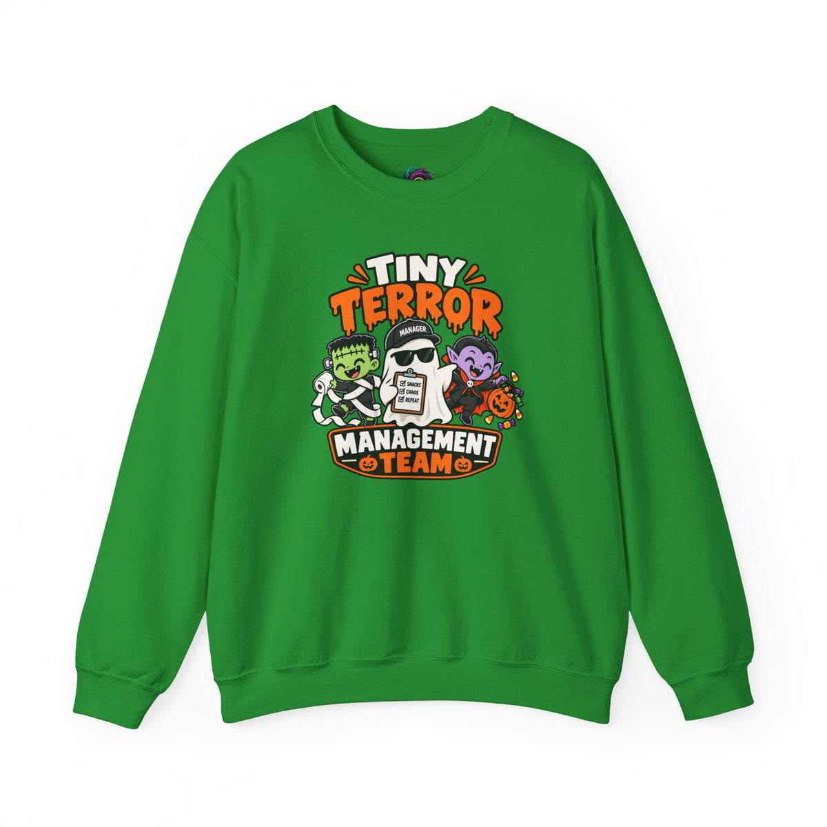 Tiny Terror Management Team Sweatshirt – Funny Halloween Parent Crewneck