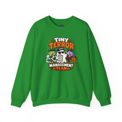 Tiny Terror Management Team Sweatshirt – Funny Halloween Parent Crewneck