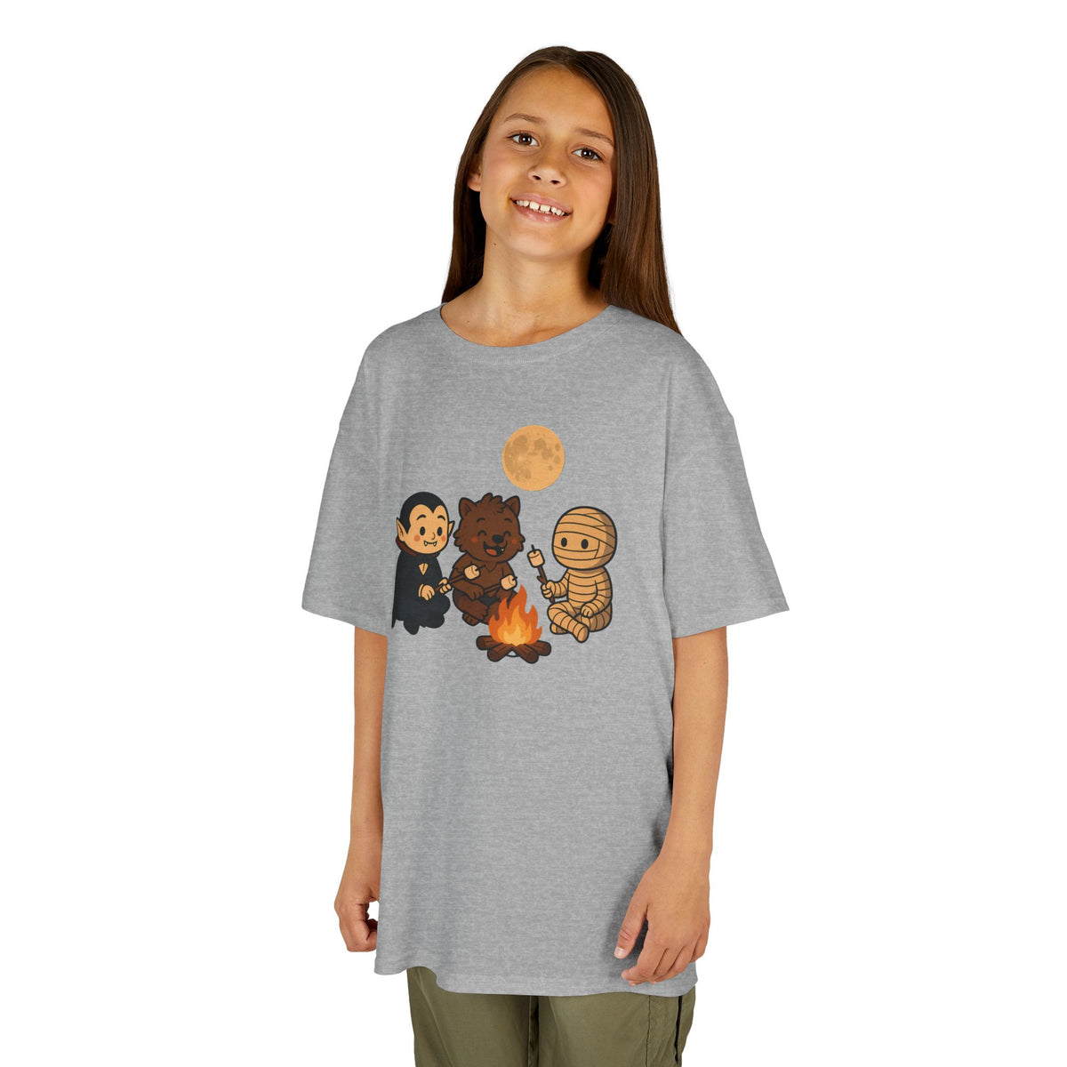 Kids Halloween Monsters Campfire T-Shirt – Cute Spooky Tee