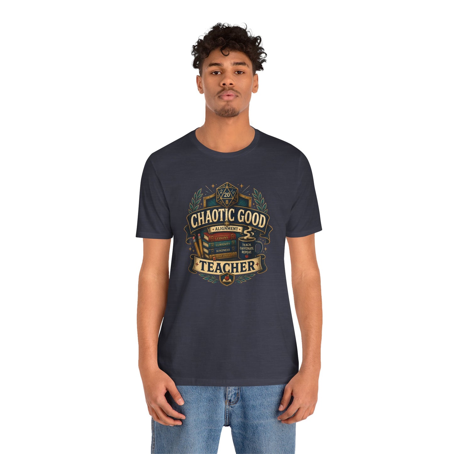Chaotic Good Teacher T-Shirt – RPG Teacher Graphic Tee