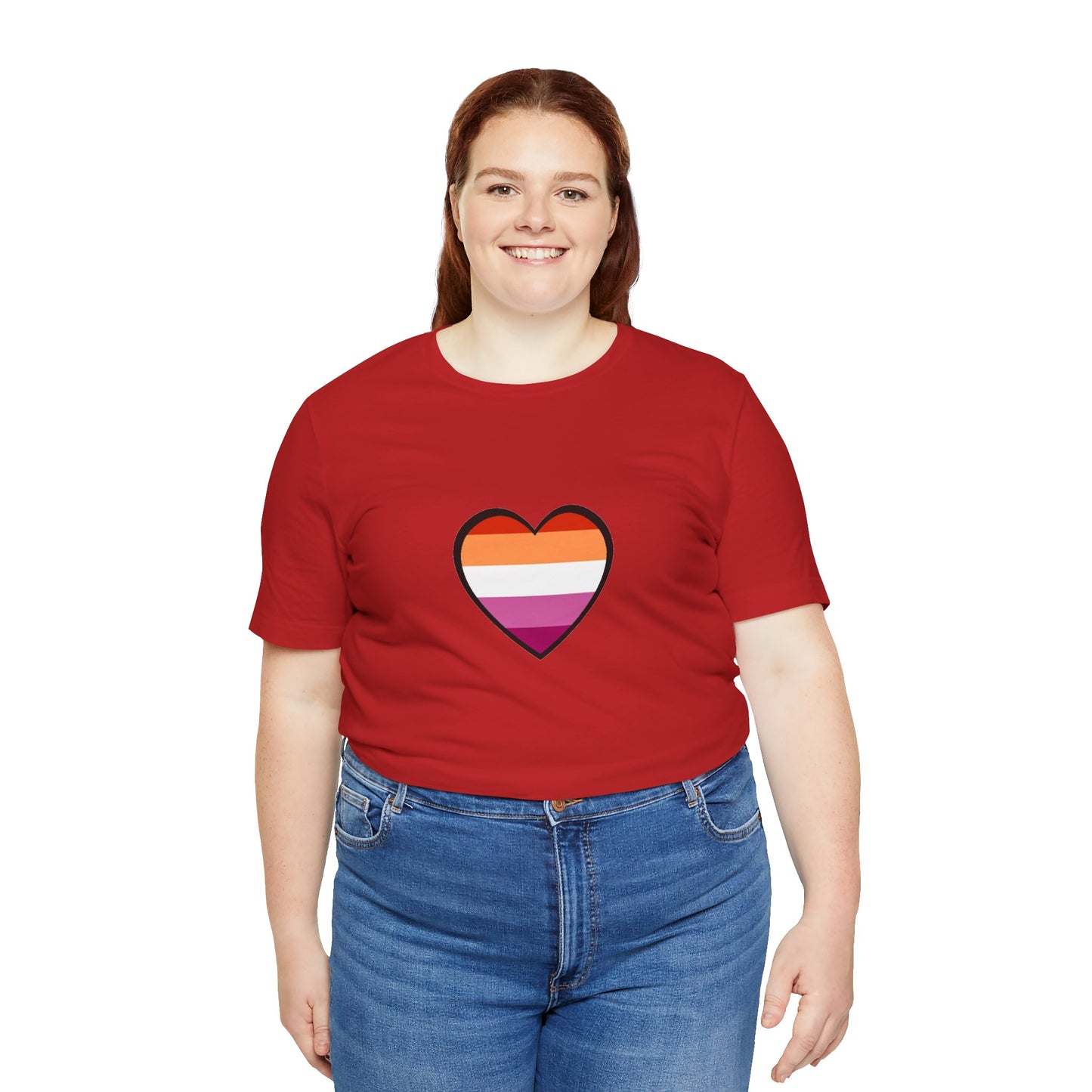 Lesbian Flag Heart T-Shirt – Bold LGBTQ+ Graphic Tee