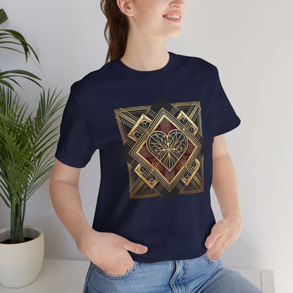 Art Deco Heart T-Shirt – Romantic Valentine's Day Graphic Tee