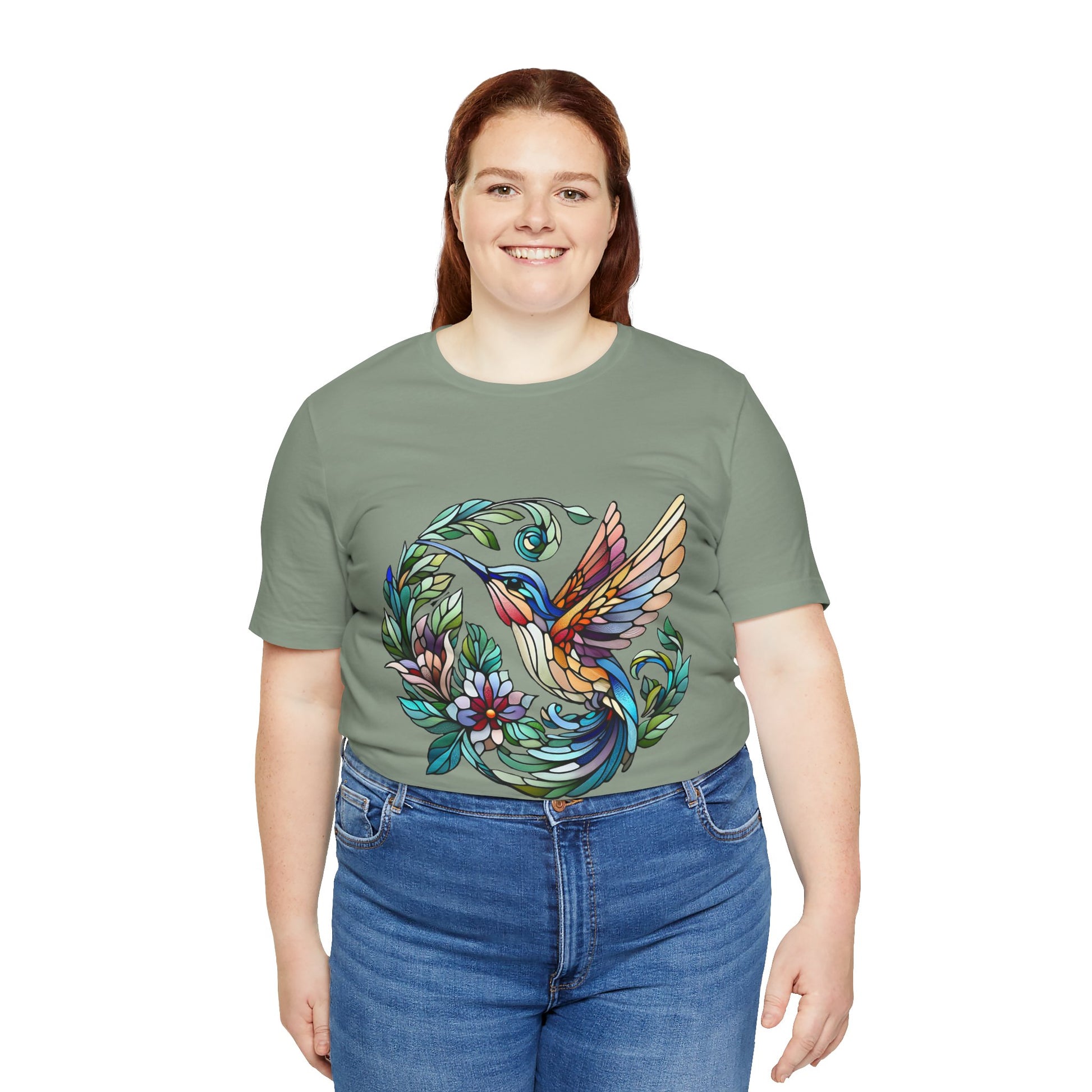 Stained Glass Hummingbird Tee – Vibrant Nature Shirt - WhimSpin - https://whimspin.com