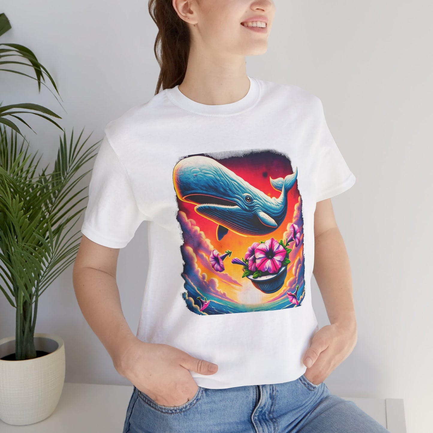 "Oh No, Not Again" Petunias and Whale Funny TShirt – Unisex Tee