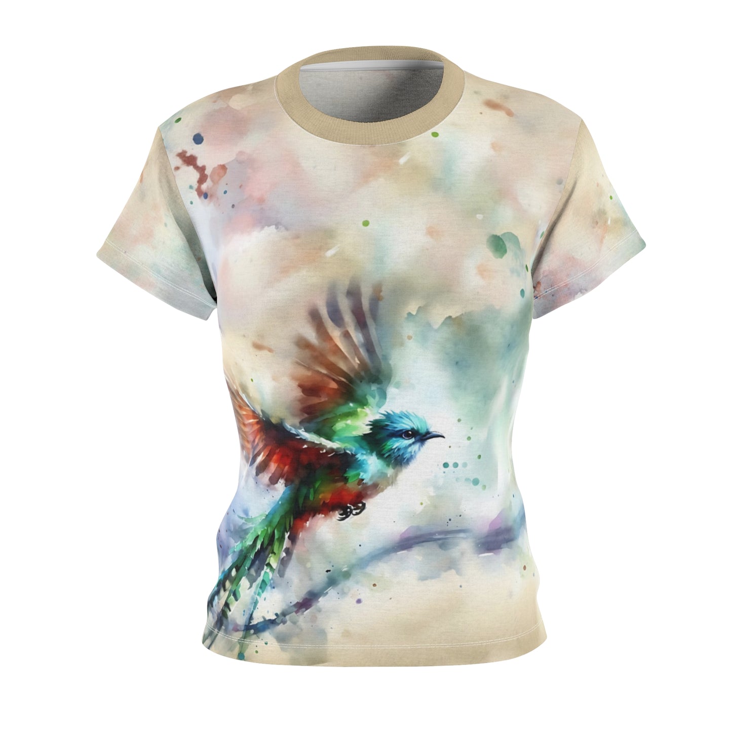 Watercolor Quetzal T-Shirt – Vibrant Nature Art Tee for Women