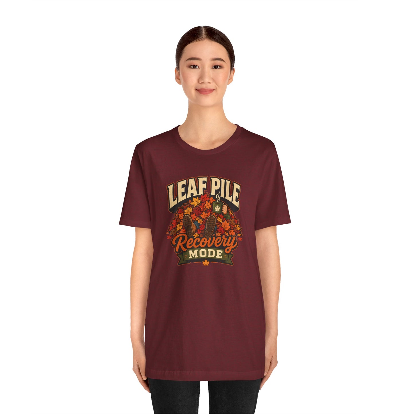 Leaf Pile Recovery Mode T-Shirt – Funny Fall Leaves Tee