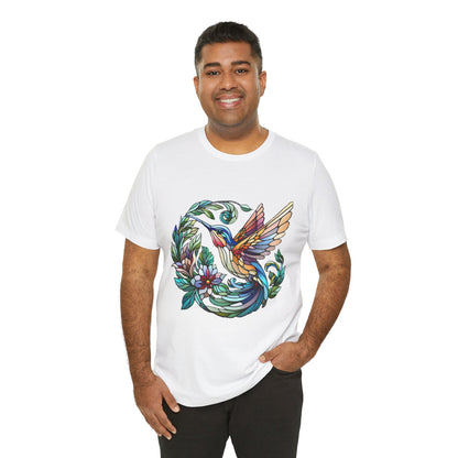 Stained Glass Hummingbird Tee – Vibrant Nature Shirt - WhimSpin - https://whimspin.com