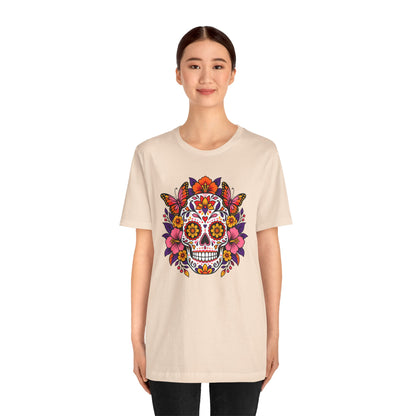 Floral Sugar Skull T-Shirt – Colorful Día de los Muertos Inspired Tee