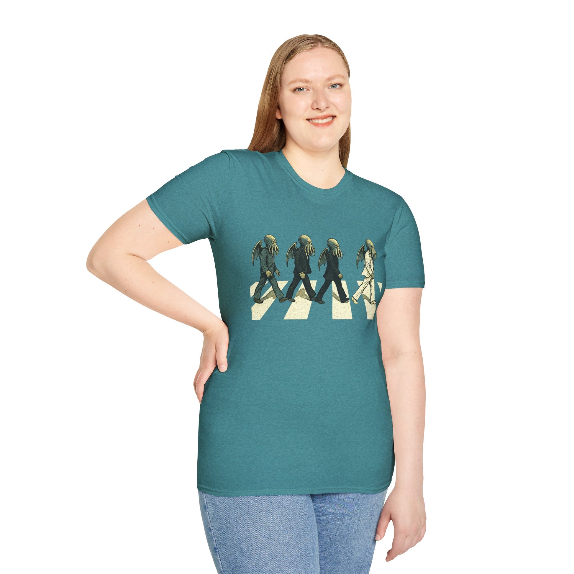 Cthulhu Crossing T-Shirt – Beatles Abbey Road Parody Tee | WhimSpin - WhimSpin - https://whimspin.com