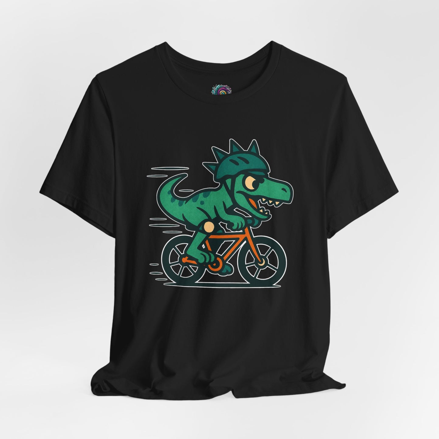 Velociraptor on a Bike T-Shirt – Funny Dino Velo Tee