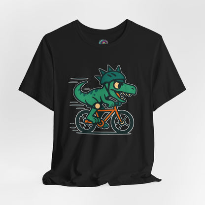 Velociraptor on a Bike T-Shirt – Funny Dino Velo Tee