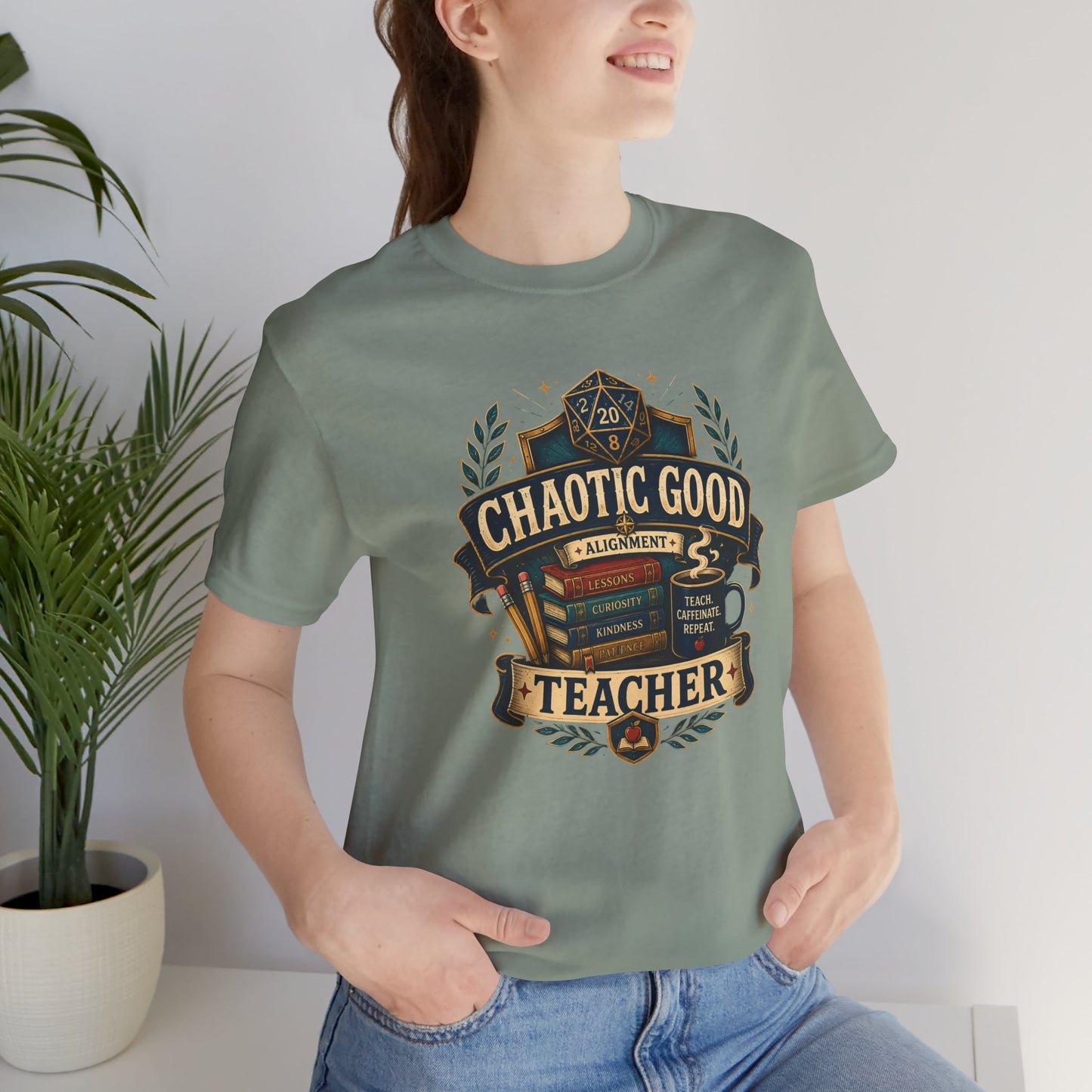Chaotic Good Teacher T-Shirt – RPG Teacher Graphic Tee