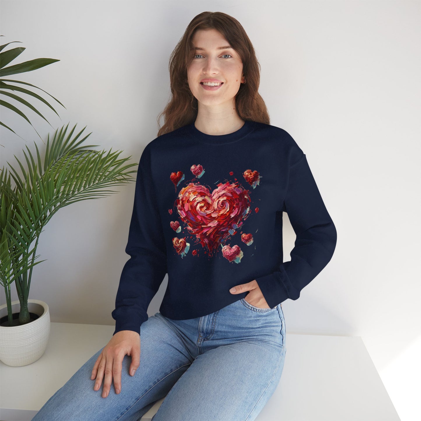 Impressionistic Heart Sweatshirt – Painterly Valentine's Day Art Pullover