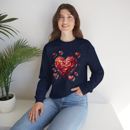 Impressionistic Heart Sweatshirt – Painterly Valentine's Day Art Pullover