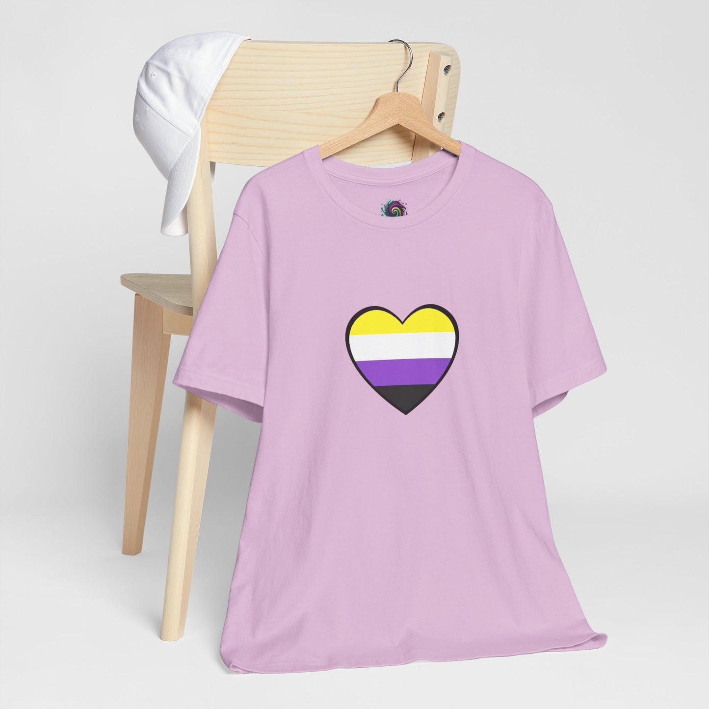 Nonbinary Pride Flag Heart T-Shirt – Unisex LGBTQ+ Graphic Tee
