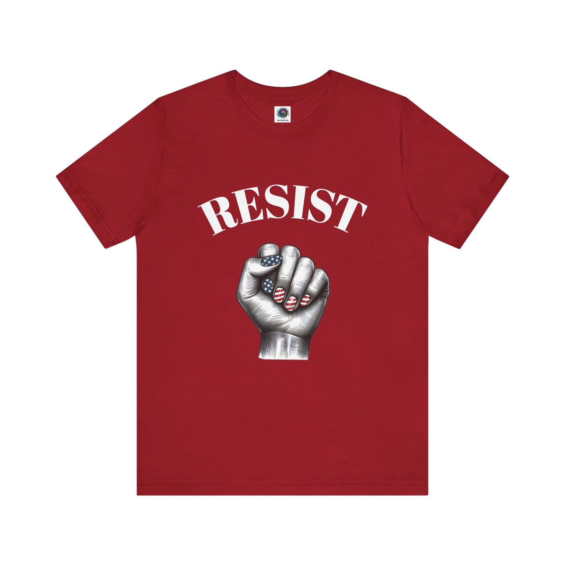 Resist Feminist Power Fist Tee – USA Flag Nails Protest Shirt - WhimSpin - https://whimspin.com