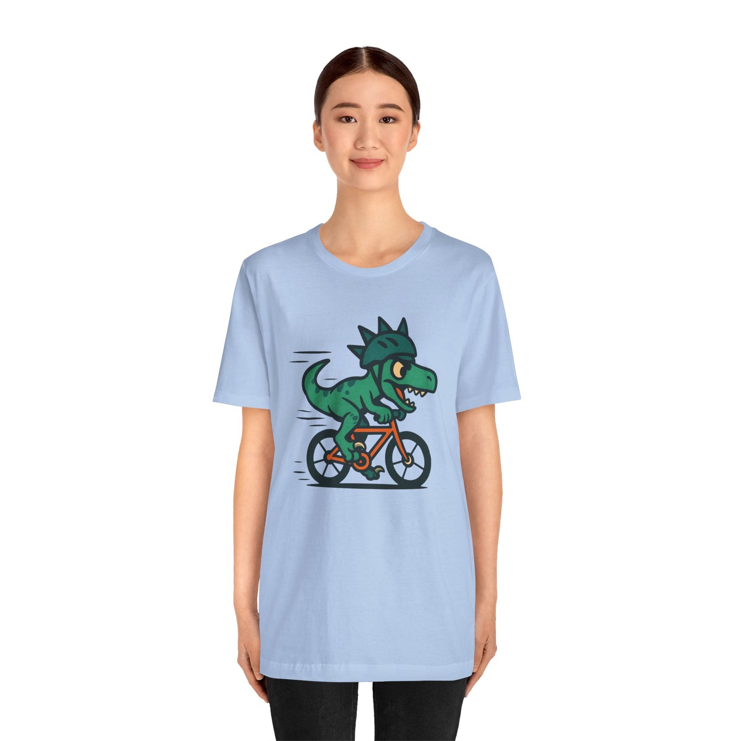 Velociraptor on a Bike T-Shirt – Funny Dino Velo Tee