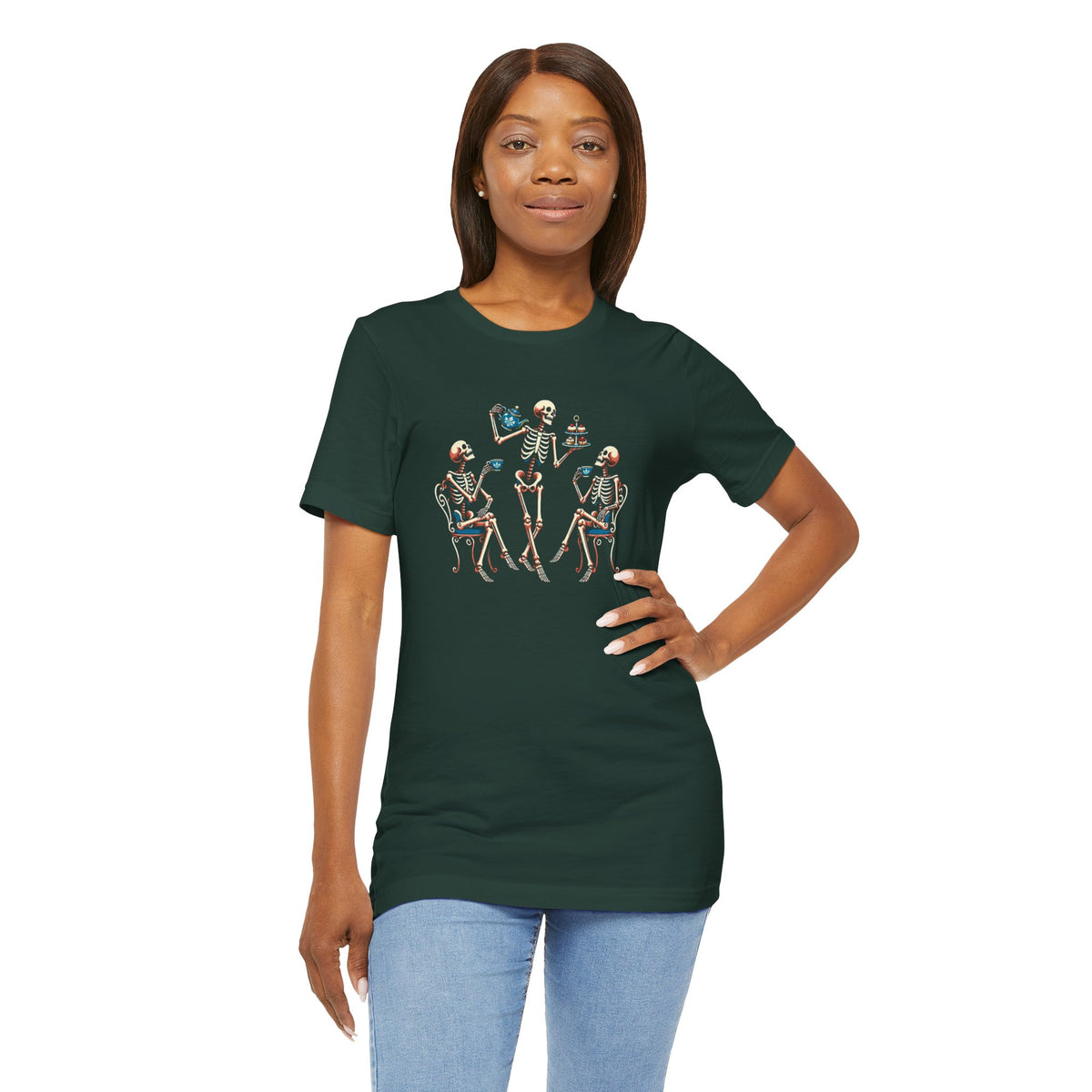 Skeleton Tea Party T-Shirt – Vintage Halloween Skeleton Tee