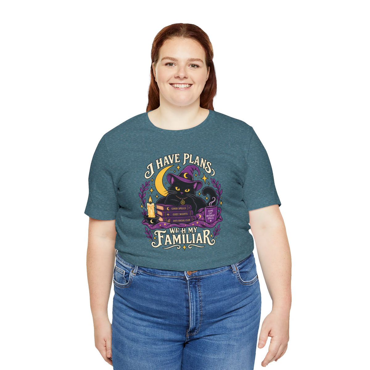 I Have Plans With My Familiar T-Shirt - Funny Witchy Introvert Cat Tee