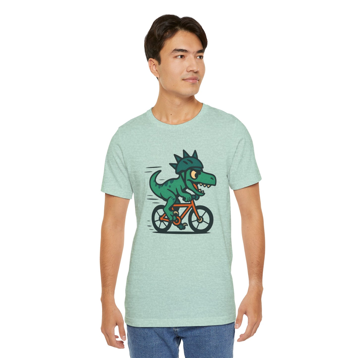Velociraptor on a Bike T-Shirt – Funny Dino Velo Tee