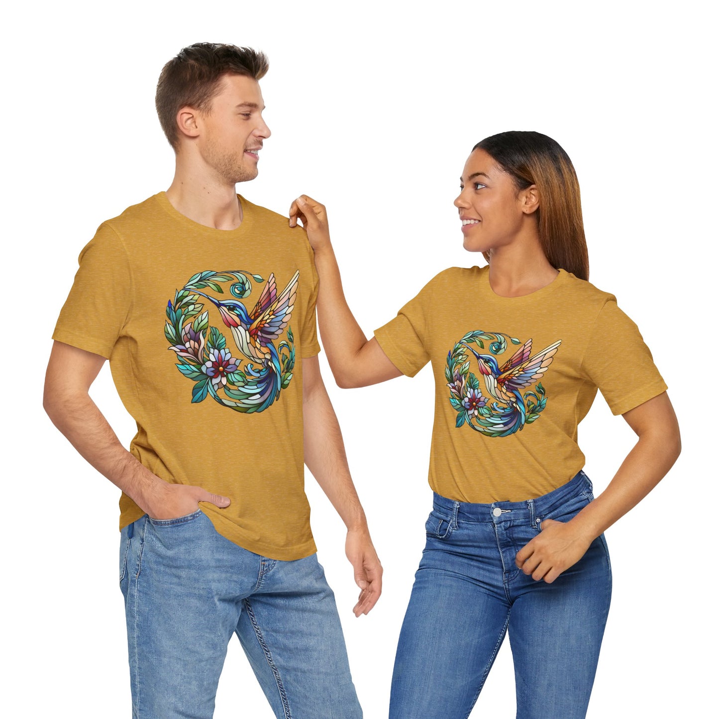 Stained Glass Hummingbird Tee – Vibrant Nature Shirt