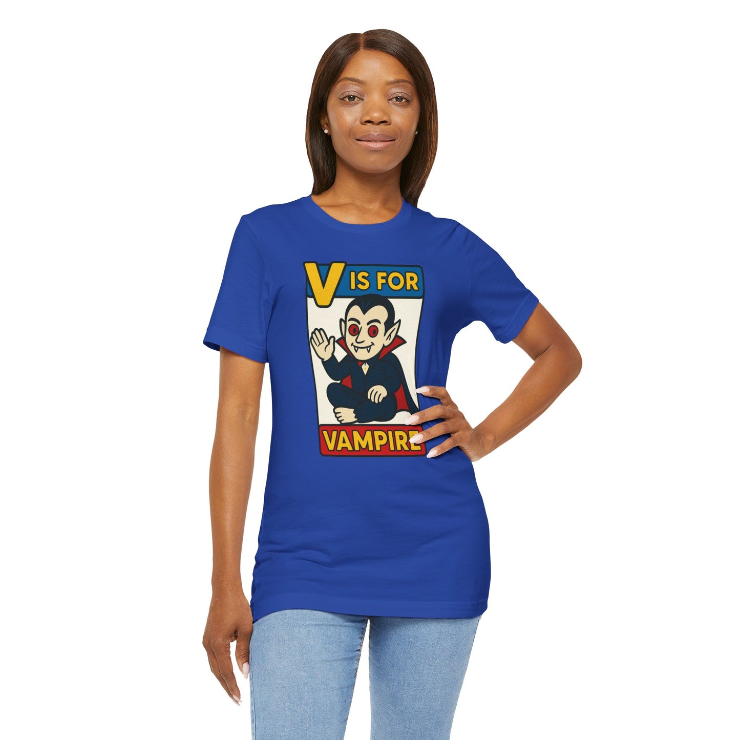 V is for Vampire T-Shirt – Funny Halloween Legend Alphabet Tee