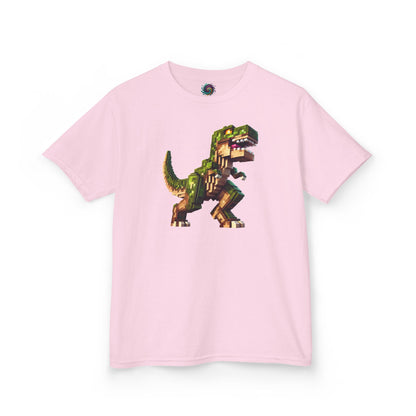 Pixel Dinosaur Kids T-Shirt – Retro Pixel T-Rex Gamer Tee