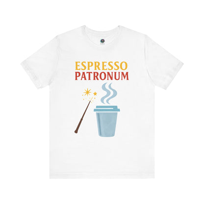 Espresso Patronum T-Shirt – Funny Coffee & Wizard Parody Tee