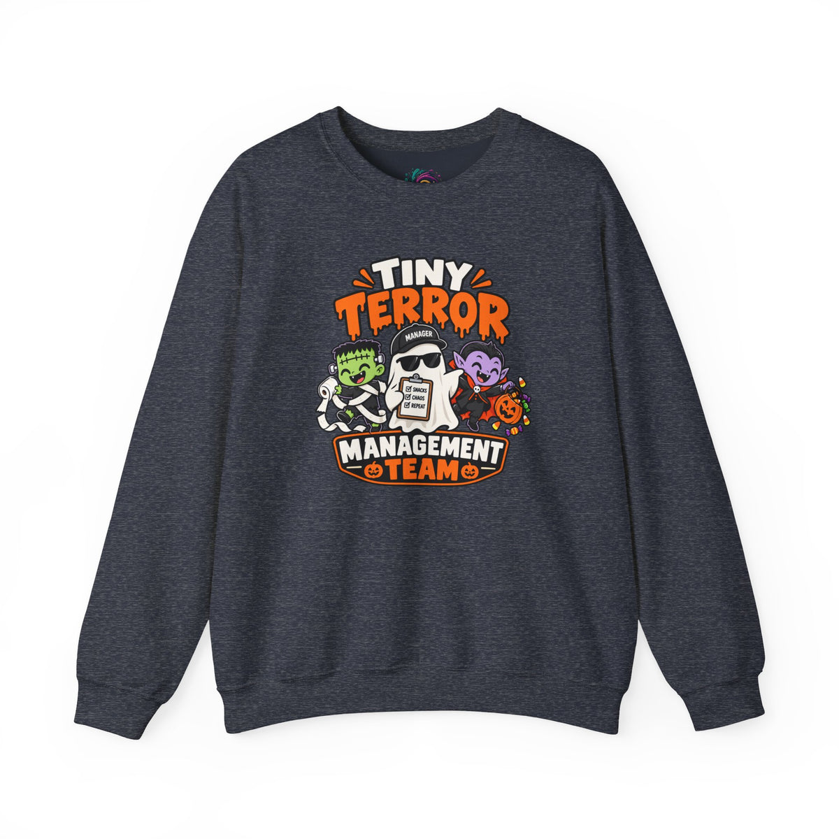Tiny Terror Management Team Sweatshirt – Funny Halloween Parent Crewneck