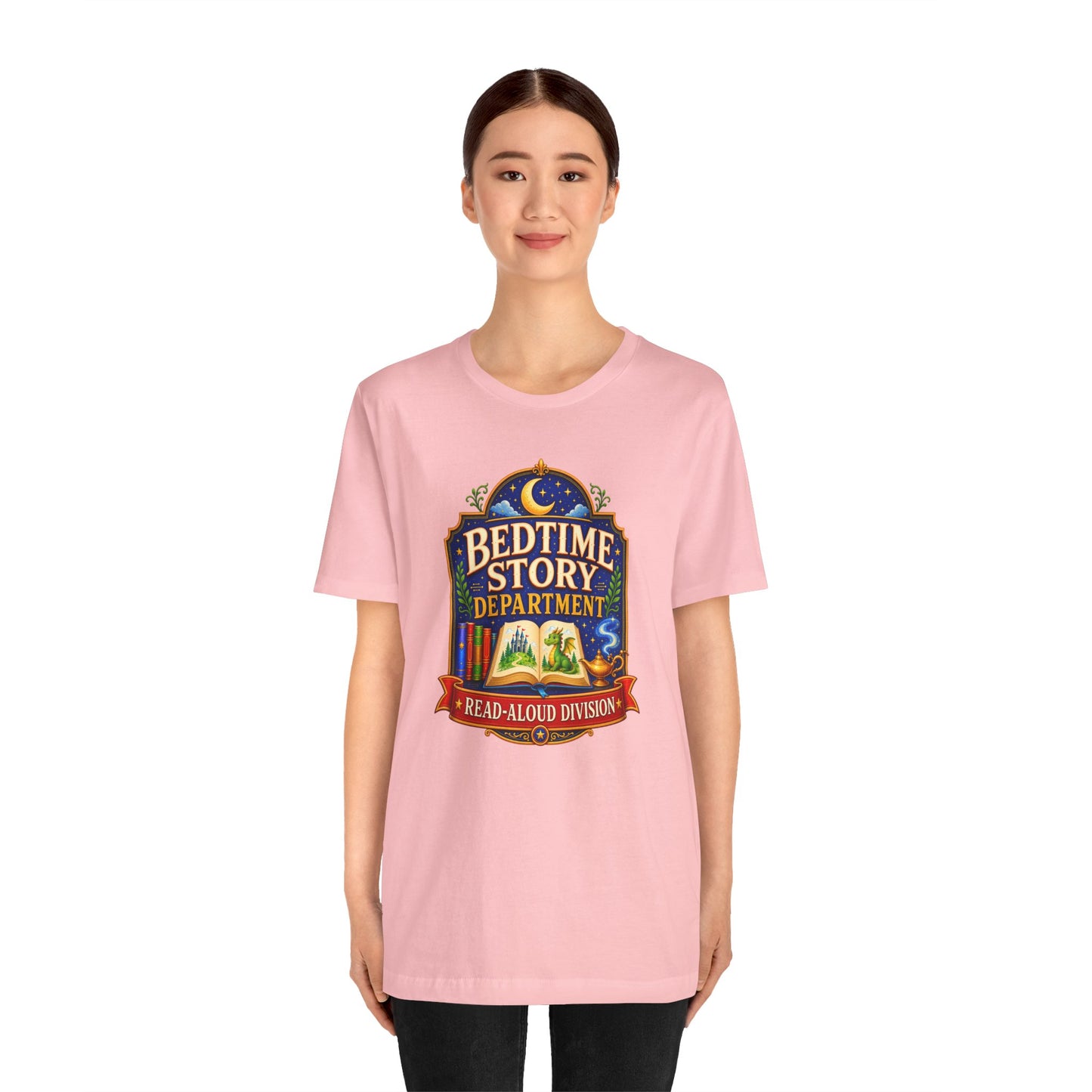 Bedtime Story Department T-Shirt – Read-Aloud Parent Tee