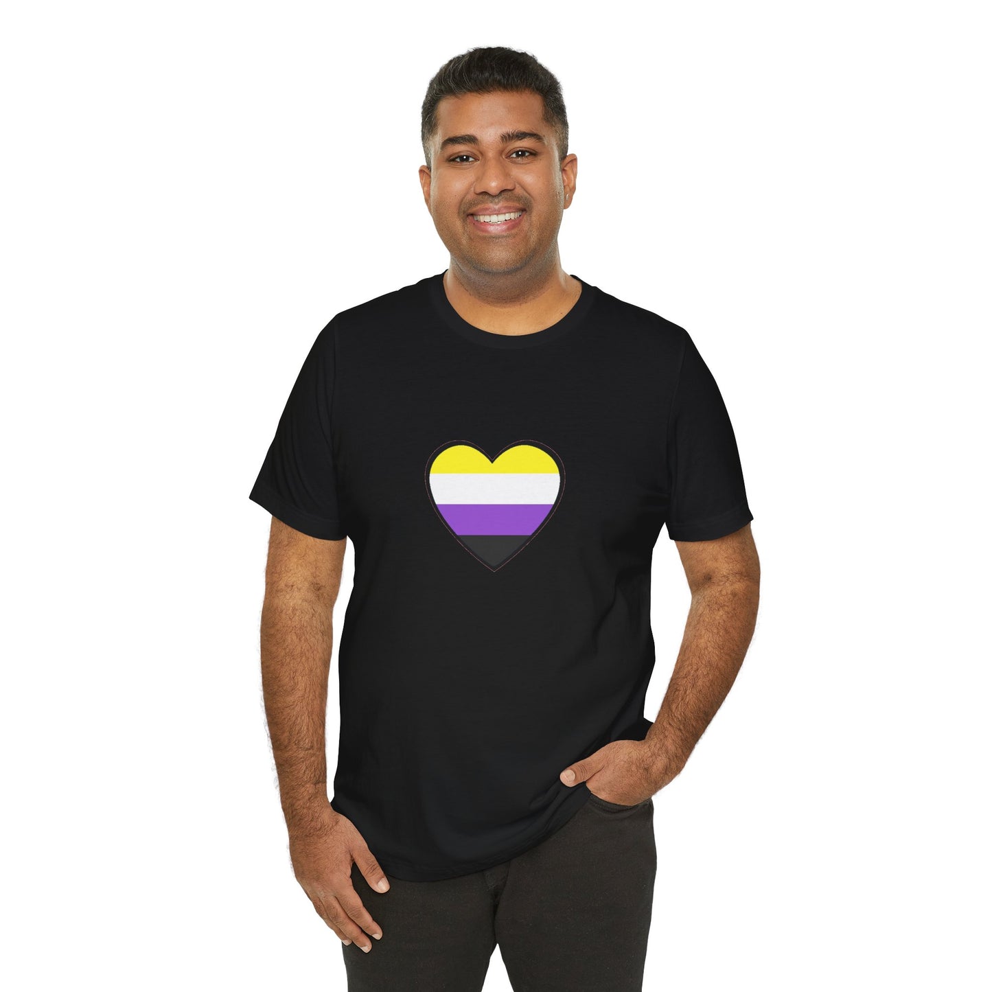 Nonbinary Pride Flag Heart T-Shirt – Unisex LGBTQ+ Graphic Tee