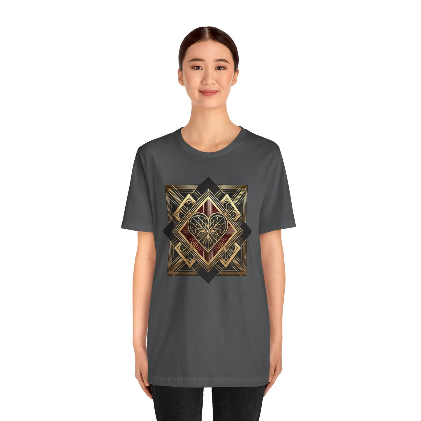 Art Deco Heart T-Shirt – Romantic Valentine's Day Graphic Tee