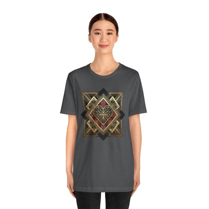 Art Deco Heart T-Shirt – Romantic Valentine's Day Graphic Tee