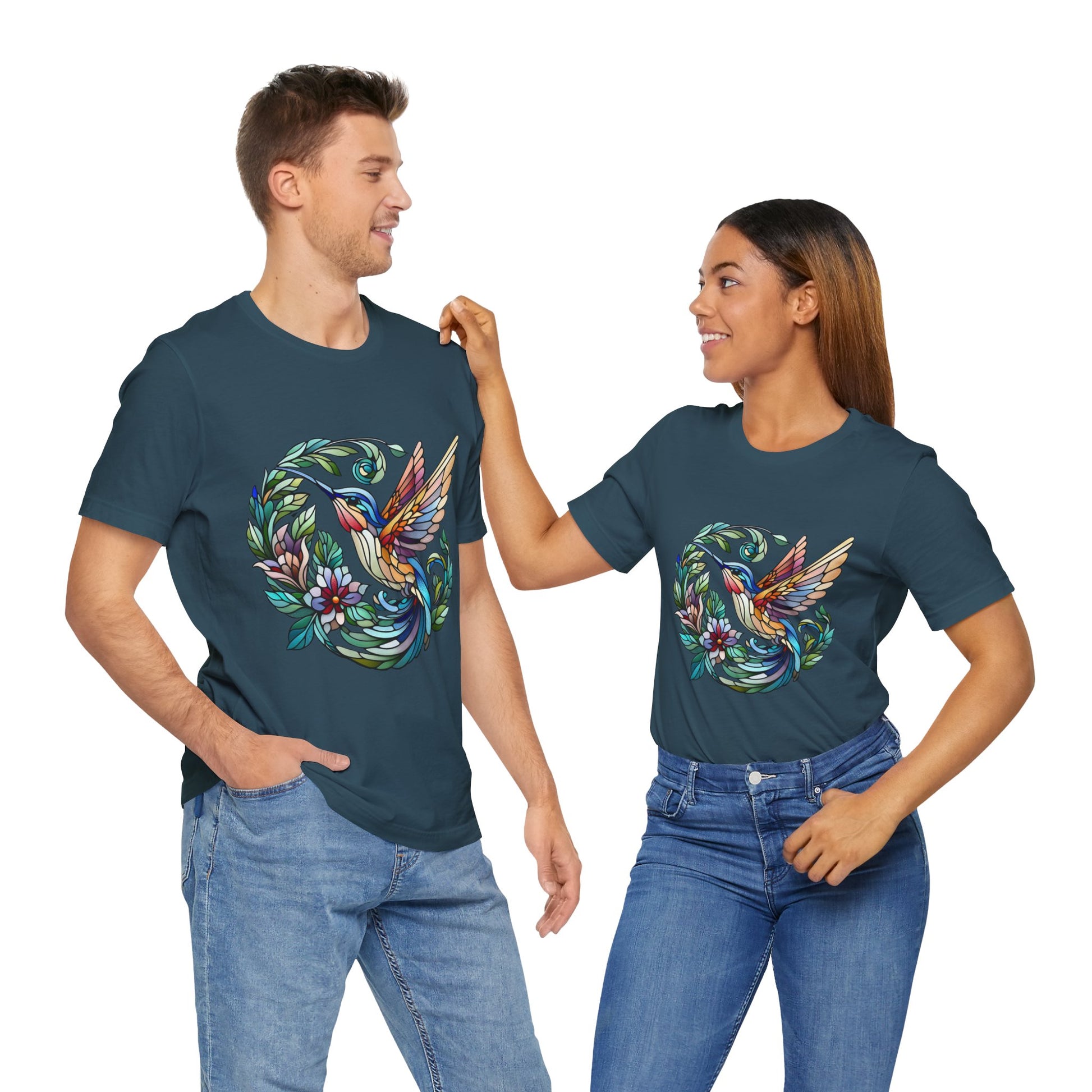 Stained Glass Hummingbird Tee – Vibrant Nature Shirt - WhimSpin - https://whimspin.com