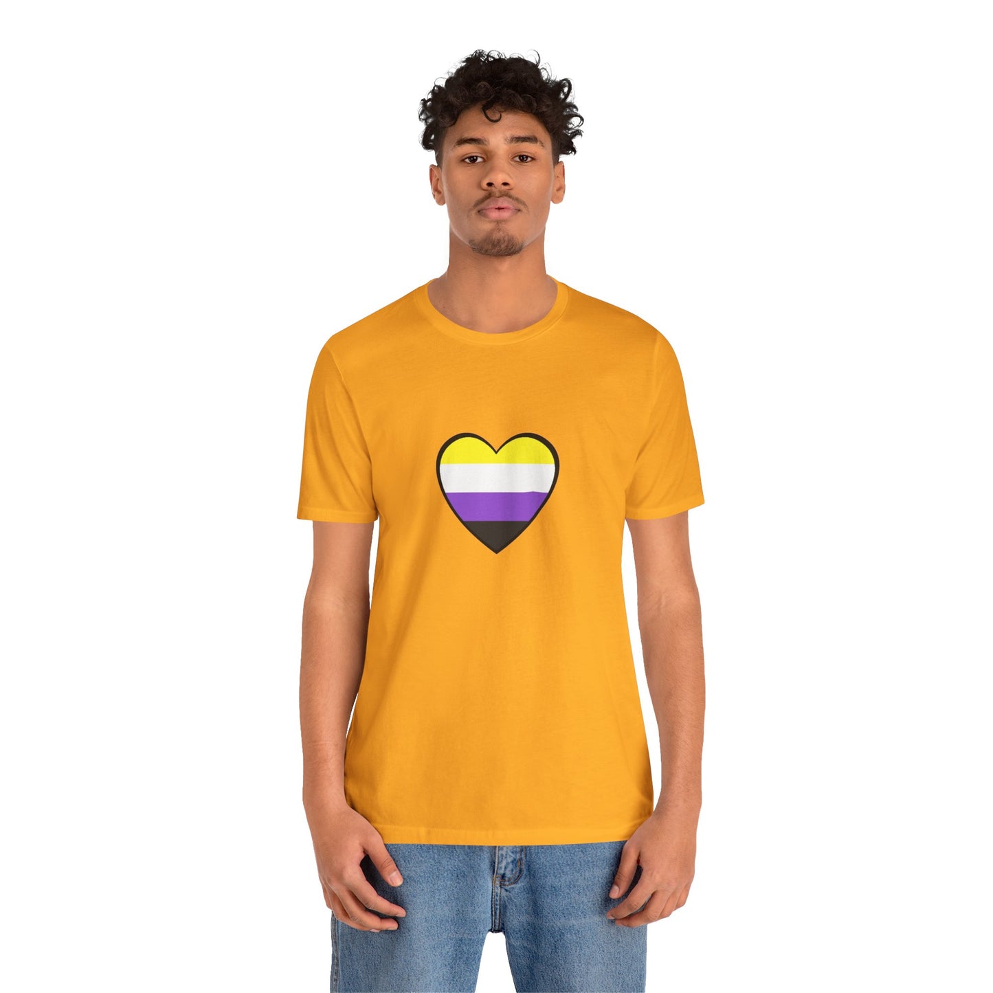 Nonbinary Pride Flag Heart T-Shirt – Unisex LGBTQ+ Graphic Tee