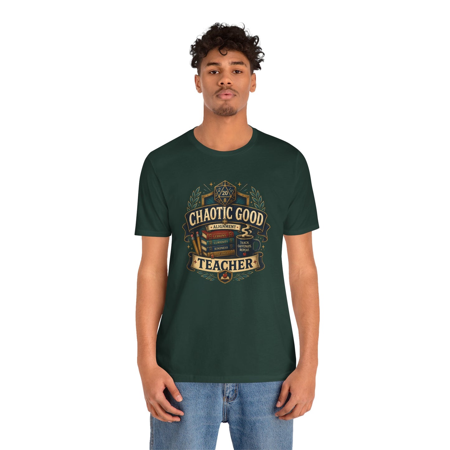 Chaotic Good Teacher T-Shirt – RPG Teacher Graphic Tee