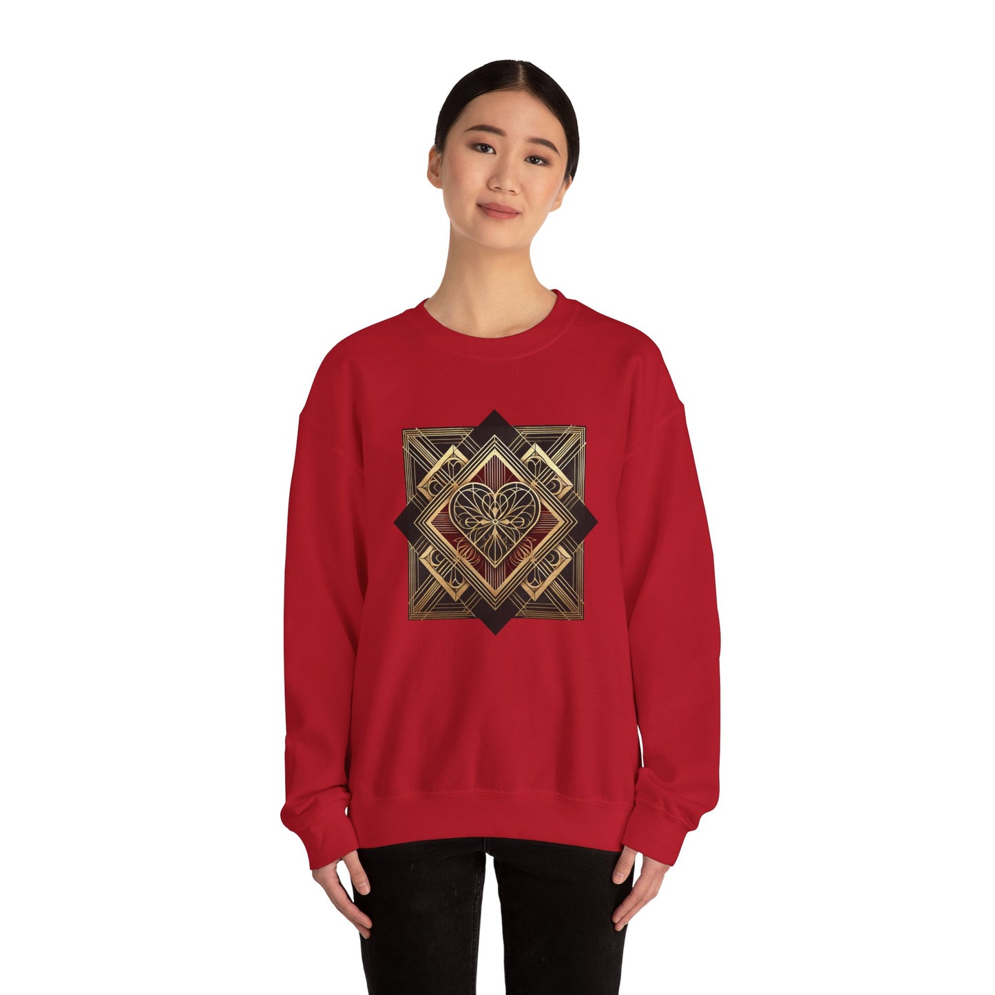 Art Deco Heart Sweatshirt – Romantic Valentine's Day Pullover