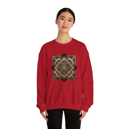 Art Deco Heart Sweatshirt – Romantic Valentine's Day Pullover