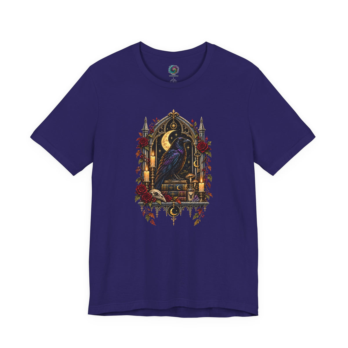 Raven’s Reliquary Tee – Gothic Moonlit Raven T-shirt
