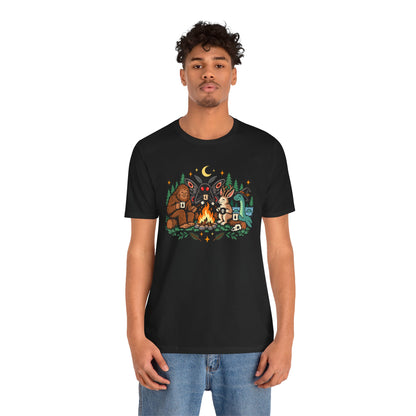 Cryptid Campfire T-Shirt – Bigfoot, Mothman & Nessie Tee