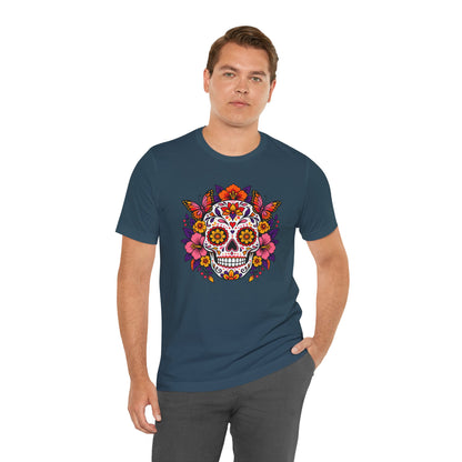 Floral Sugar Skull T-Shirt – Colorful Día de los Muertos Inspired Tee